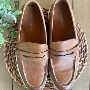 Hush Puppies Brown Leather Slip-On Loafers